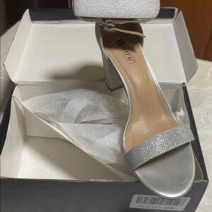Elegant Silver Block Heel Sandals